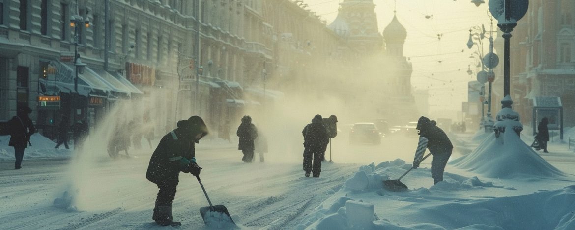 уборка снега лопатами в Москве