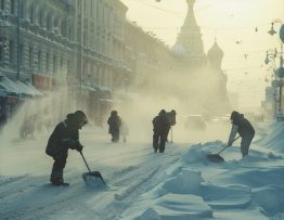 уборка снега лопатами в Москве